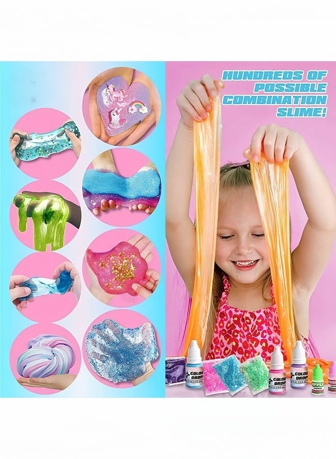 مجموعة صنع السلايم للبنات والأولاد - ألعاب سلايم يمكنك صنعها بنفسك، هدايا للأطفال، سلايم إسفنجي ناعم، سلايم لامع مع تعليقات على شكل وحيد القرن! مجموعات سلايم للبنات والأولاد من عمر 6 سنوات فما فوق (النمط 1) - Image 4